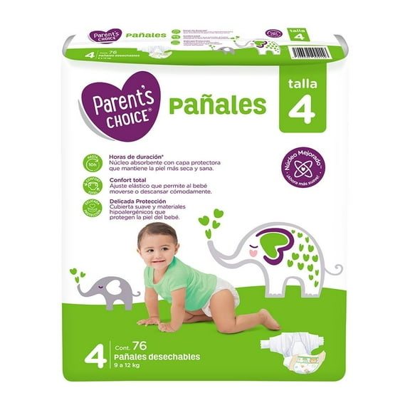 Pañales Parent's Choice talla 4 unisex 76 piezas