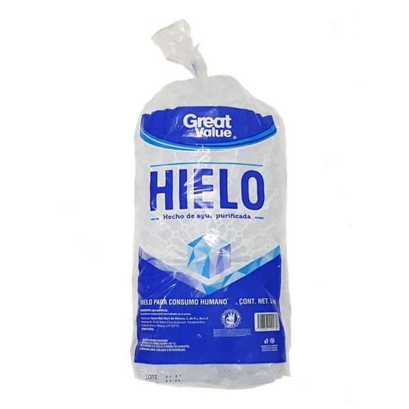 Hielo Great Value de agua purificada 5 kg