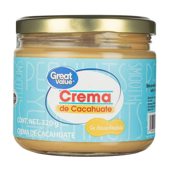 Crema de cacahuate Great Value sin azúcar 320 g