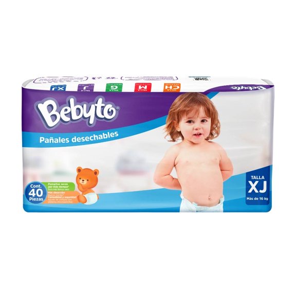 Pañales Bebyto talla extra jumbo unisex 40 piezas