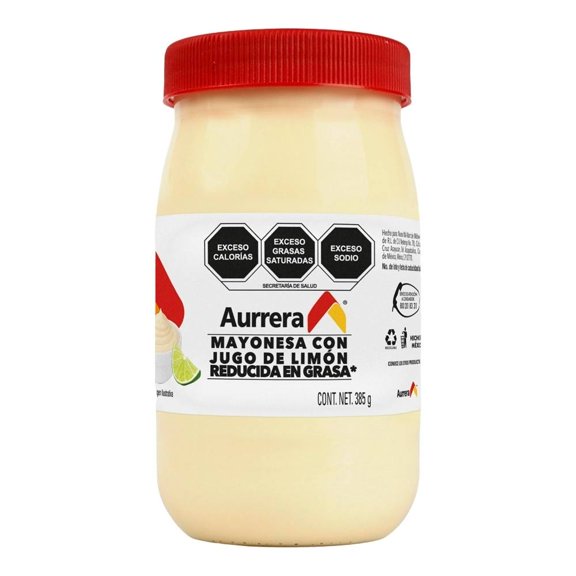 Mayonesa reducida en grasa Aurrera con jugo de limón  385 g