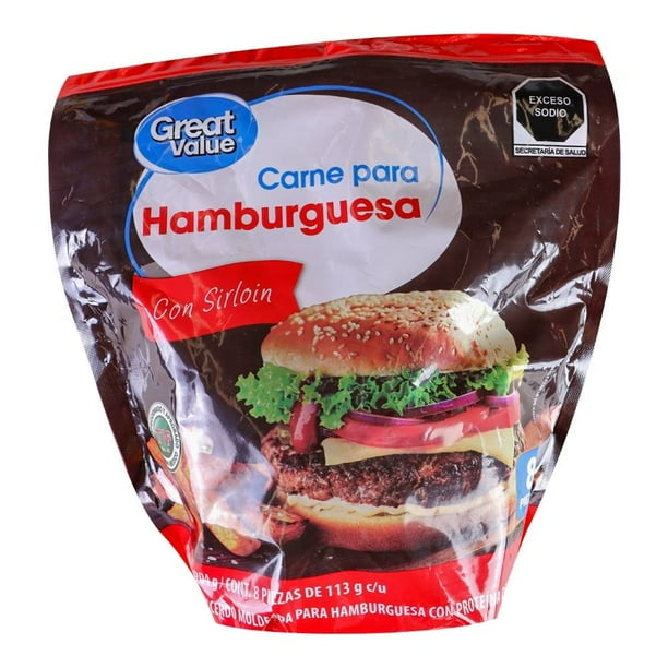 Carne de hamburguesa Great Value con sirloin 113 g