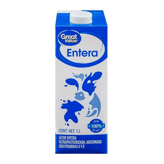 Leche Great Value entera 1 l