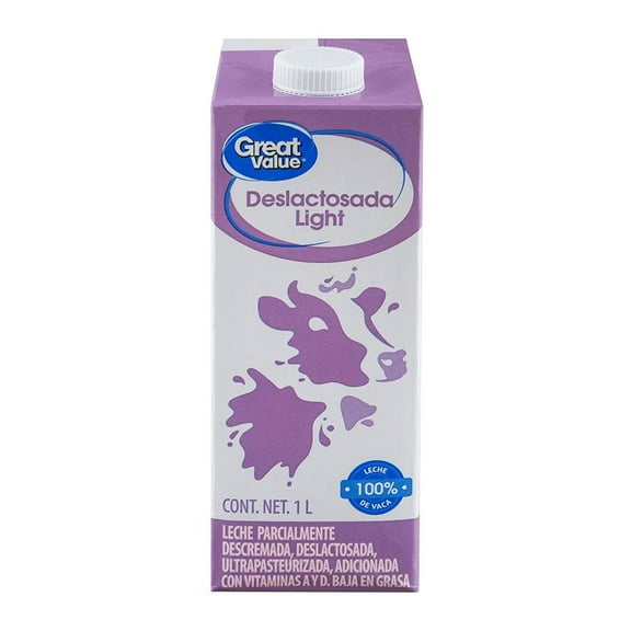 Leche Great Value deslactosada light 1 l