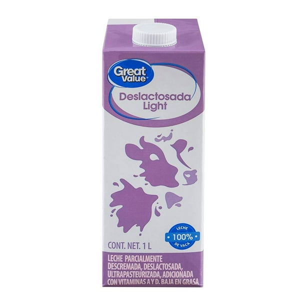 Leche Great Value deslactosada light 1 l