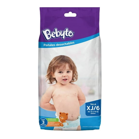 Pañal desechable Bebyto talla 6 XL-Grande unisex  3 Pzs