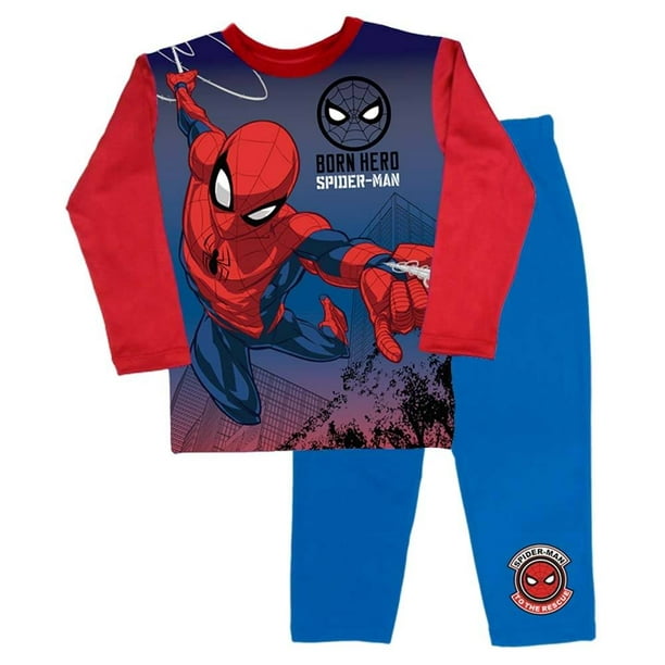 Pijama Spiderman Talla 10 Manga Larga con Estampado Azul
