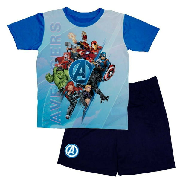 taquigrafía Figura tolerancia Pijama Avengers Talla 10 con Short Liso y Estampado Azul | Walmart
