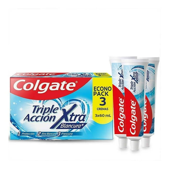 Pasta Dental Blanqueadora Colgate Triple Acción Blancura Protección Anticaries 3 x 60 ml