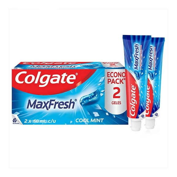 Pasta Dental Colgate Max Fresh Cool Mint con Cristales Refrescantes 2 x 60 ml