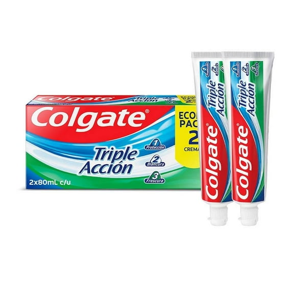 Pasta Dental Colgate Triple Acción Familiar Menta Original con Fluoruro 2 x 80 ml