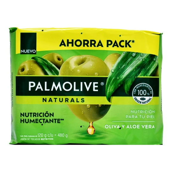 Jabón de tocador Palmolive Naturals aloe y oliva 4 pzas con 120 g c/u