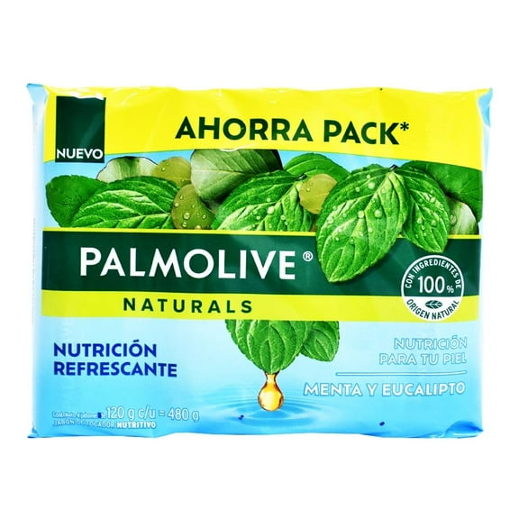 Jabón de tocador Palmolive Naturals menta y Eucalipto 4 pzas con 120 g c/u