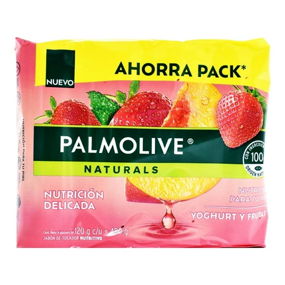 Jabón de tocador Palmolive Naturals yoghurt y frutas 4 pzas con 120 g c/u