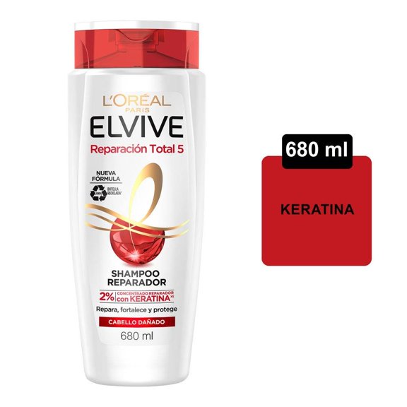 Shampoo L'Oréal Elvive reparación total 5 cabello dañado 680 ml