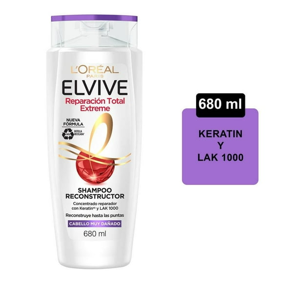 Shampoo L'Oréal Elvive reparación total extreme cabello muy dañado 680 ml