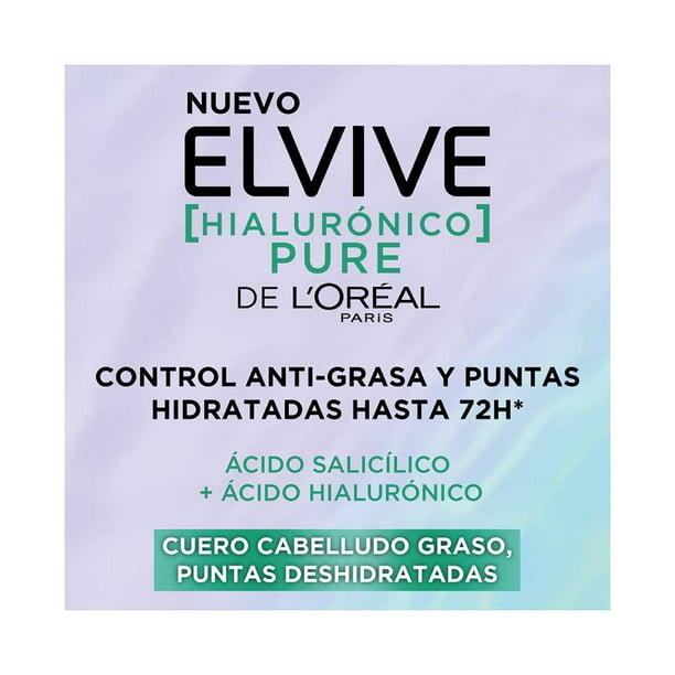 Champú y acondicionador puro hialurónico Elvive x 400 ml-4 PIEZAS