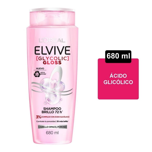 Shampoo L'Oréal Elvive brillo intenso 72h cabello opaco 680 ml