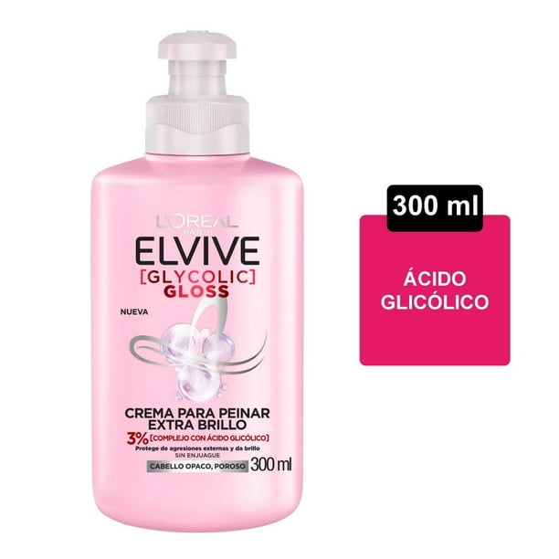 Crema para peinar L'Oréal Elvive extra brillo cabello opaco 300 ml