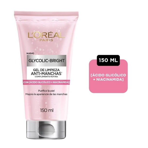 Gel limpiador L'Oréal Paris Glycolic Bright antimanchas ácido glicólico, niacinamida 150 ml