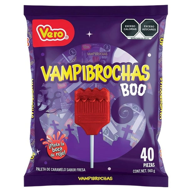 Paleta de caramelo Vero Vampibrochas boo sabor fresa 560 g