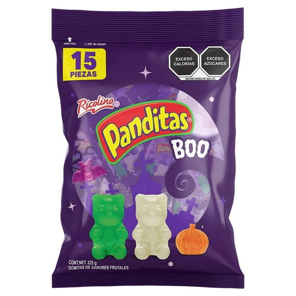 Gomitas Ricolino Panditas boo sabores frutales 225 g