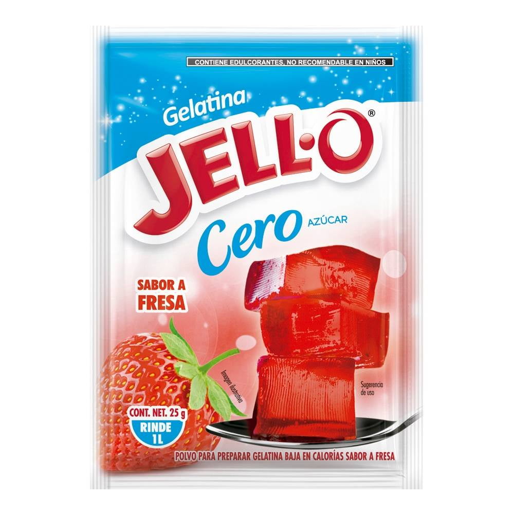 Jell-O Mezcla de gelatina sin azúcar de fresa y plátano (cajas de 0.6  onzas, paquete de 6)