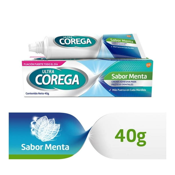 Crema adhesiva Corega Ultra para prótesis dentales menta 40 g | Walmart