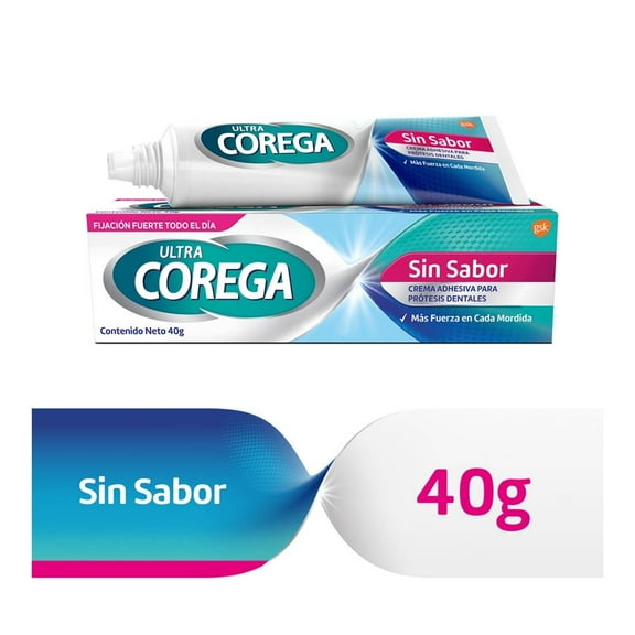 Crema adhesiva Corega Ultra para prótesis dentales sin sabor 40 g