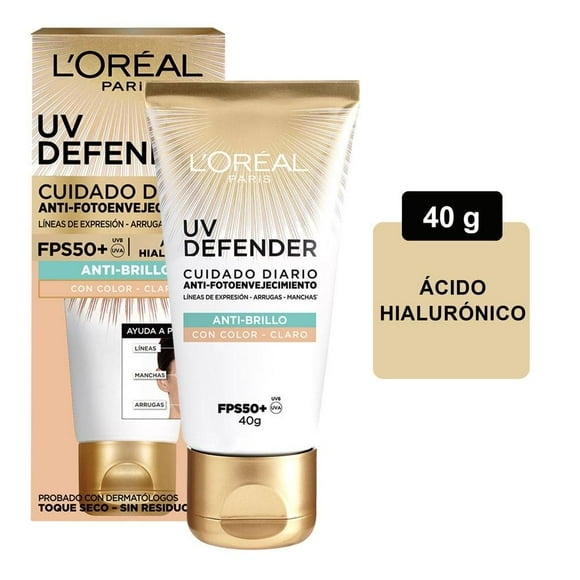 Crema facial L'Oréal UV Defender cuidado diario anti-fotoenvejecimiento FPS 50+ UV tono claro 40 g