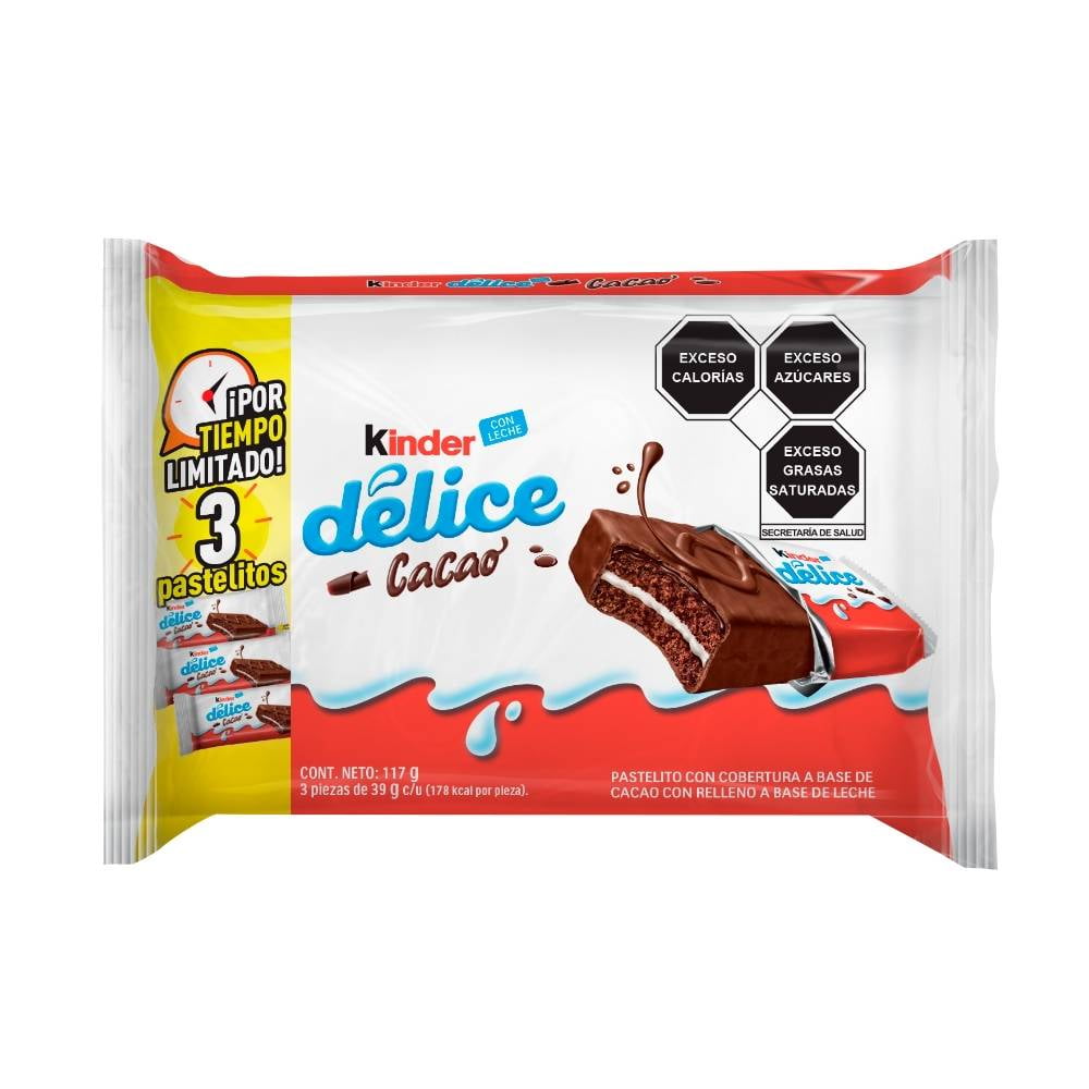 Pastelitos Kinder Delice cacao 3 pzas de 39 g c/u
