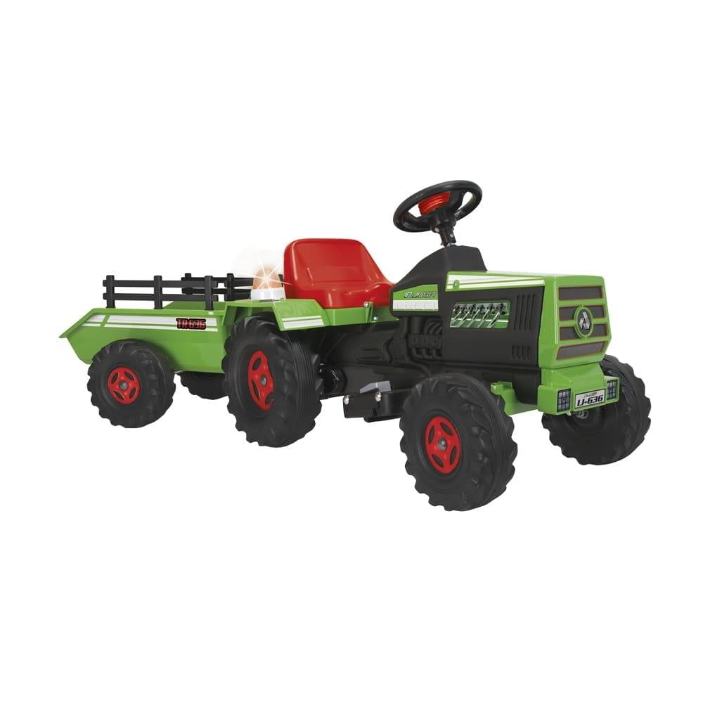 Tractor Eléctrico para Niños 6V Con Remolque Rosa Animales Montar