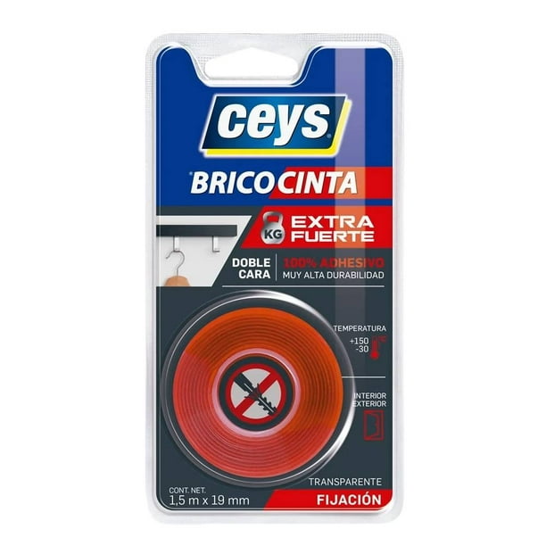Ceys Cinta Pega facil Doble cara, rapido y limpio, 1m x 15mm :  : Herramientas y Mejoras del Hogar