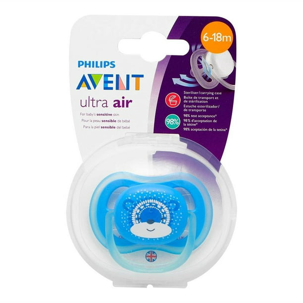 Kit de chupetes Philips Avent Ultra Air para niños de 0 a 6 meses, color  azul, período de edad de 0 a 6 meses