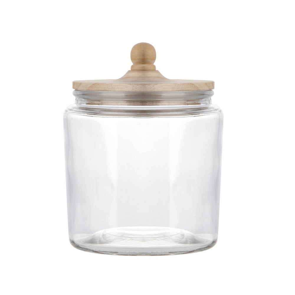 Vaso Mainstays de Vidrio con Tapa de Madera y Popote Líneas 600 ml