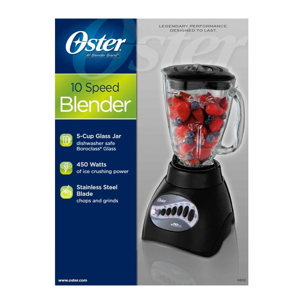 Oster® Licuadora clásica negra vaso de vidrio BLSTBPST013 