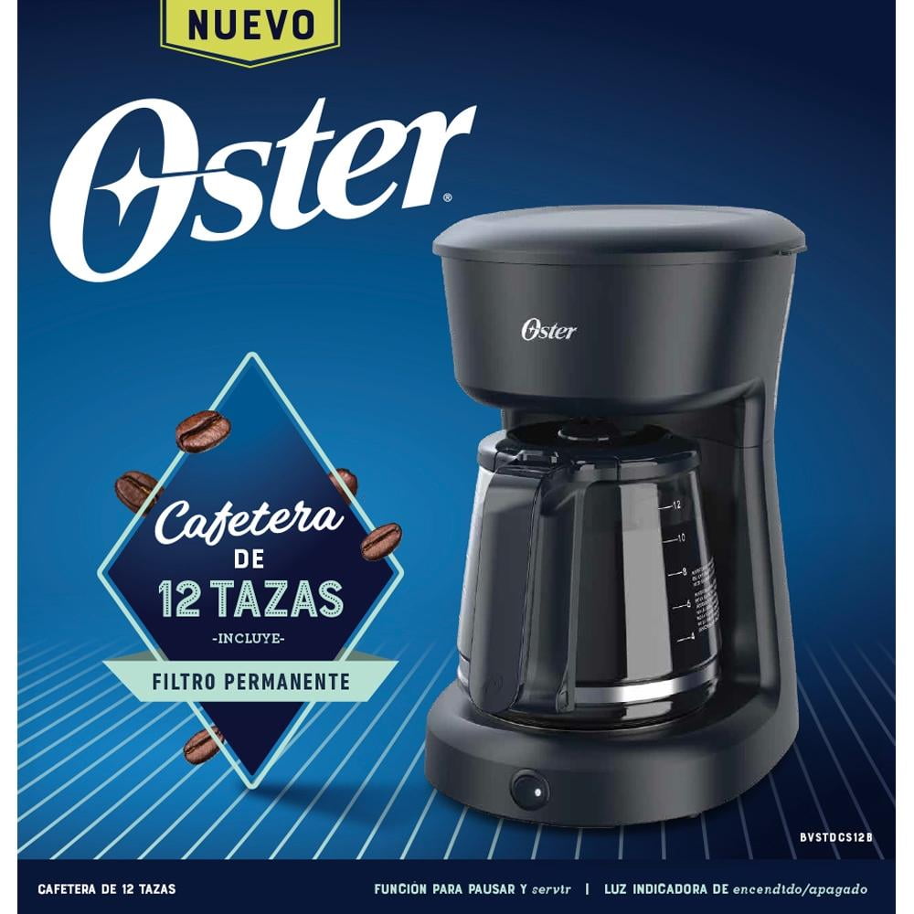 Cafetera 12 Tazas Filtro Permanente Negra Oster BVSTDCS12B