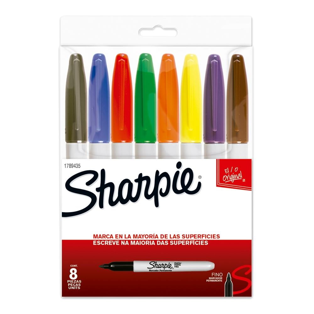 Marcador Sharpie Fino Basic 8 Colores - polipapel