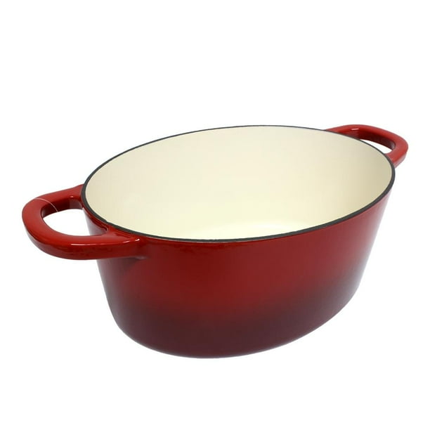 Crock Pot olla para horno holandés de hierro fundido artesanal de 7 cuartos  de galón, Rojo escarlata