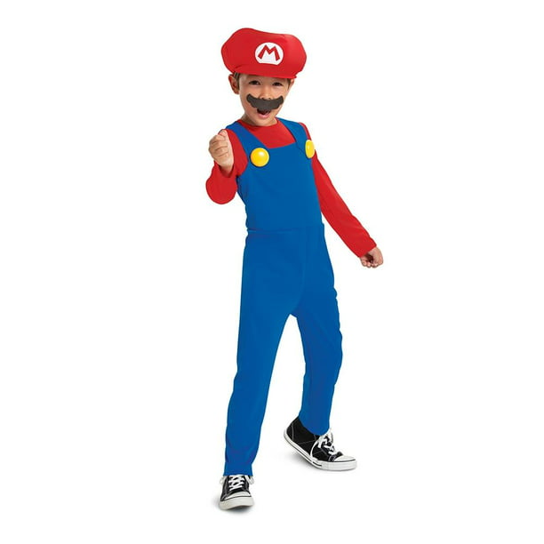 Varios recoger cuero Disfraz Super Mario Bros Nintendo Mario Talla 4-6 | Walmart