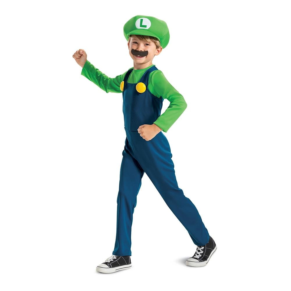 subterraneo debajo Será Disfraz Super Mario Bros Nintendo Luigi Talla 4-6 | Walmart