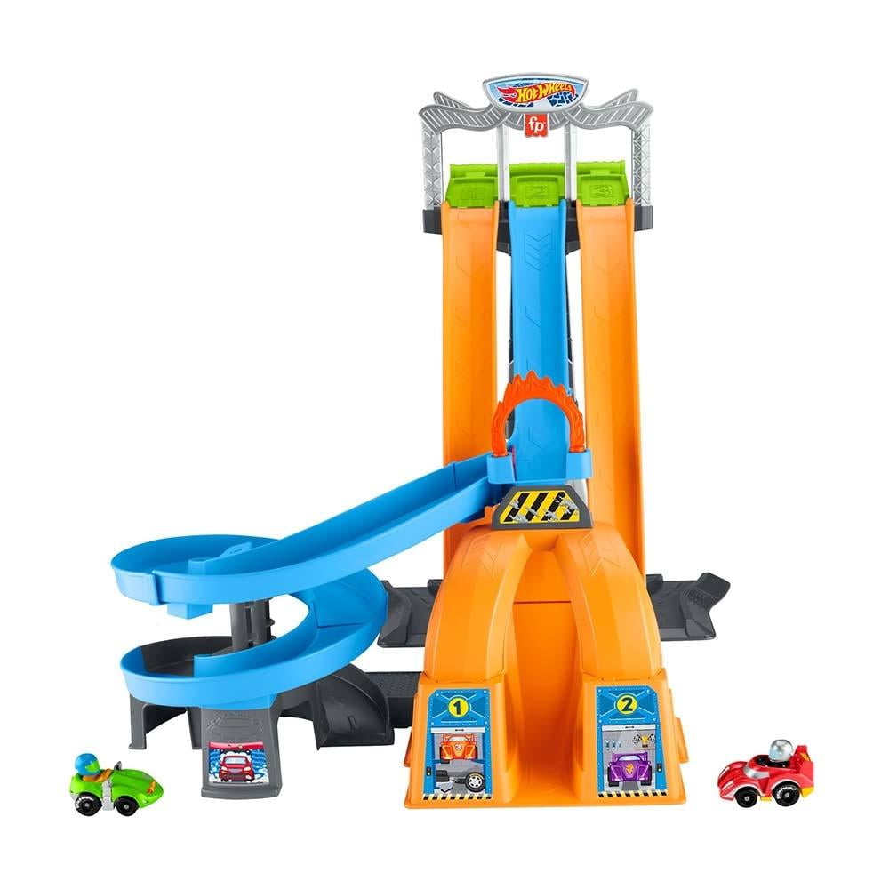 Fisher-Price Little People - Juego para niños pequeños, Hot Wheels Racing,  circuito de torre, pista de carreras con rampa de acrobacias y sonidos para