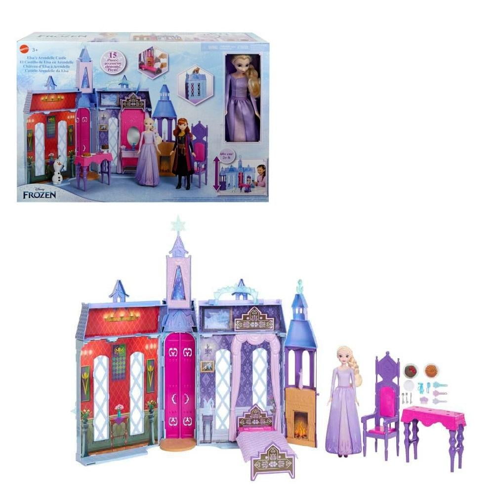 Mattel Disney Frozen Arendelle - Castillo de casa de muñecas (2+ pies) con  muñeca Elsa Fashion, 4 áreas de juego y 15 muebles y accesorios de Disney's