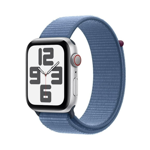 smartwatch apple se gps  cellular caja de aluminio plata 44mm correa loop deportiva azul