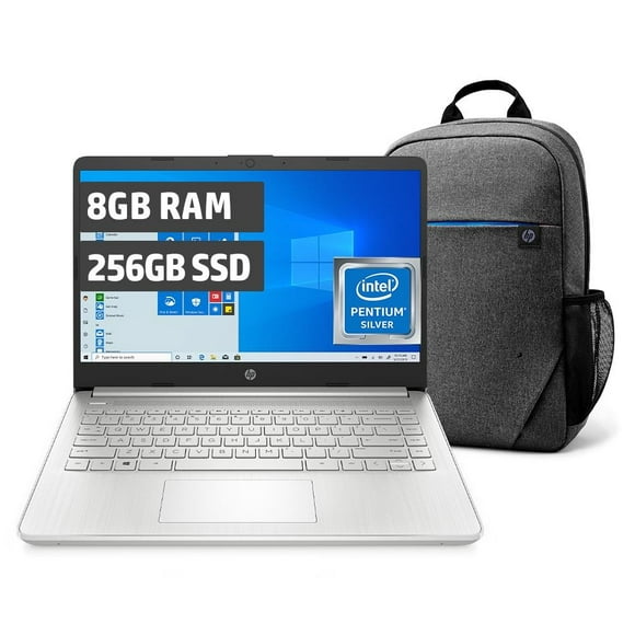 laptop hp 14dq0505la procesador intel pentium 8gb ram 256gb ssd prelude pro backpack plateado