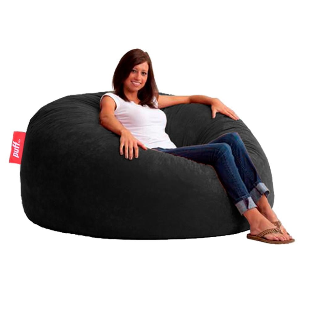 Sofa Sack - Puff gigante de 6 pies, Tela, Negro