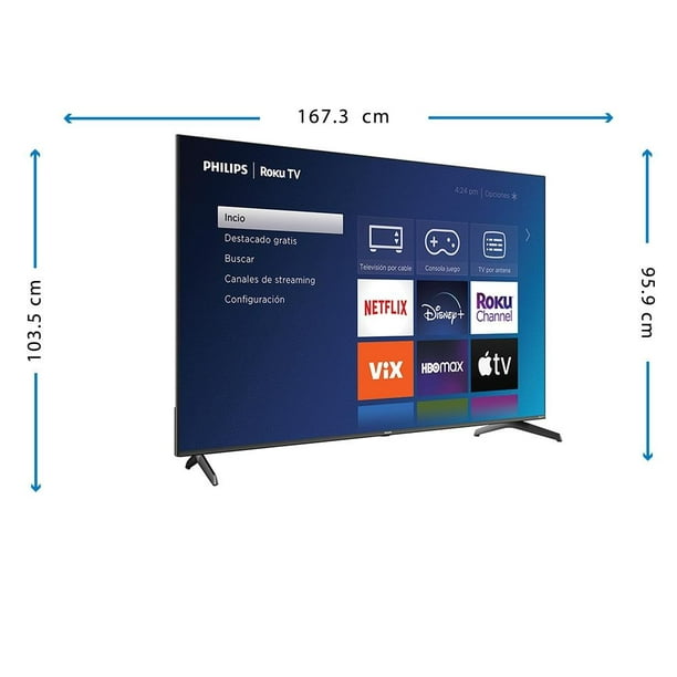 Cuánto mide un TV de 75 pulgadas?