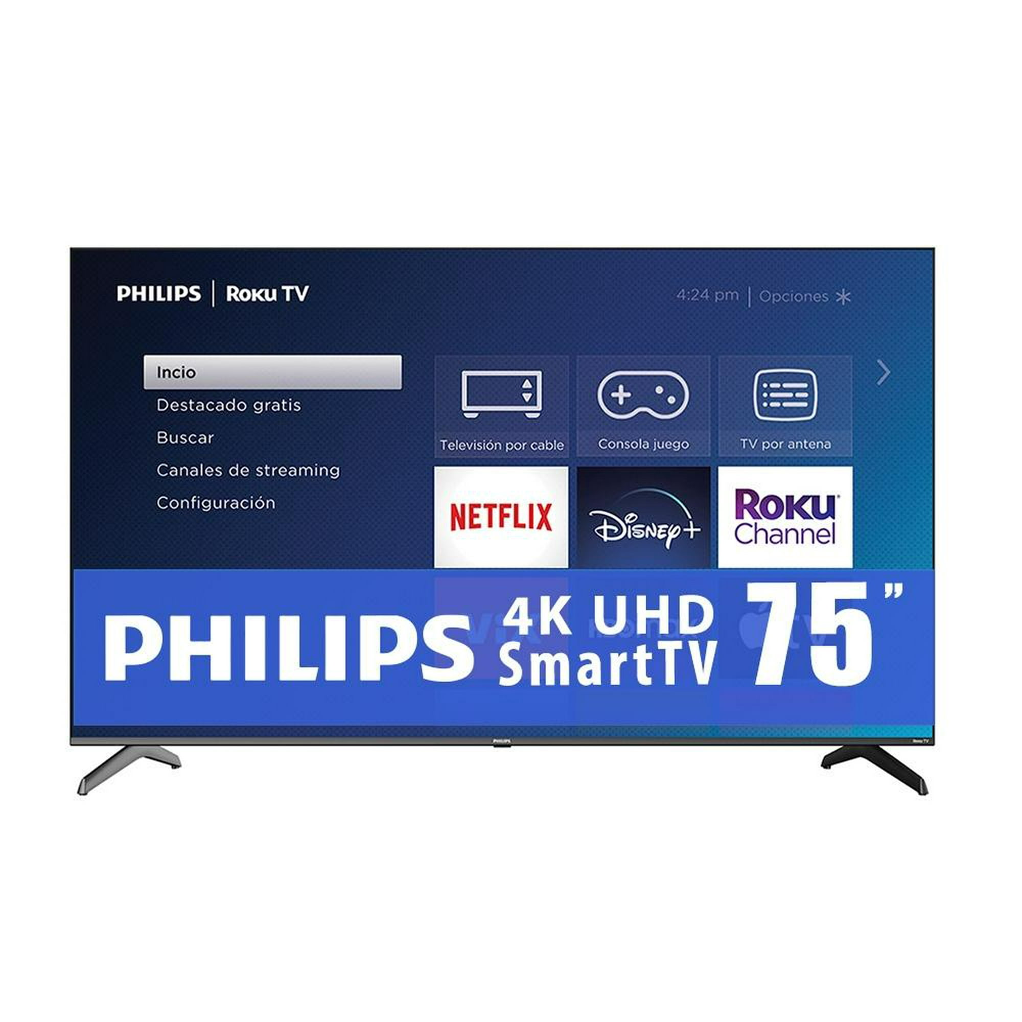 TV Philips 75 Pulgadas Roku 4K Ultra HD LED 75PUL6653/F8