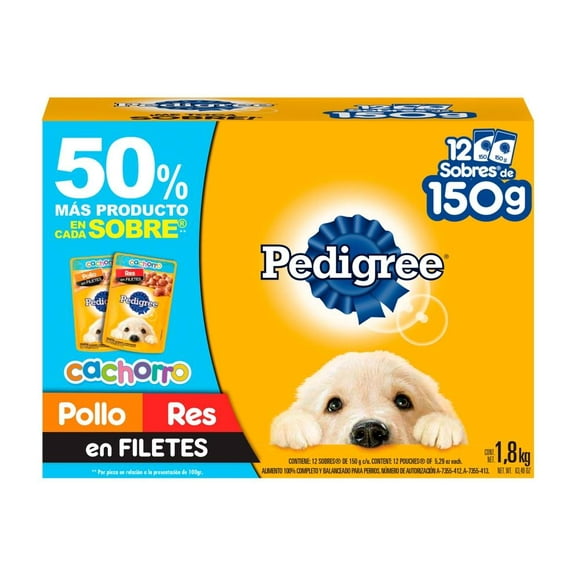 alimento húmedo para perro pedigree pouch puppy 12 pack 150g