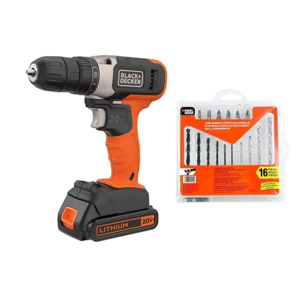 Taladro inal mbrico Black and Decker BCD702 20 V Lithium m s set